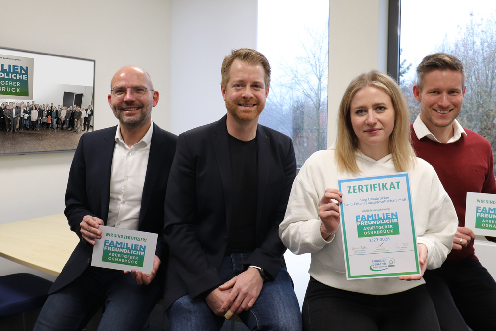 WIGOS und oleg als „Familienfreundlicher Arbeitgeber“ ausgezeichnet / 45 Unternehmen erhielten Zertifikat