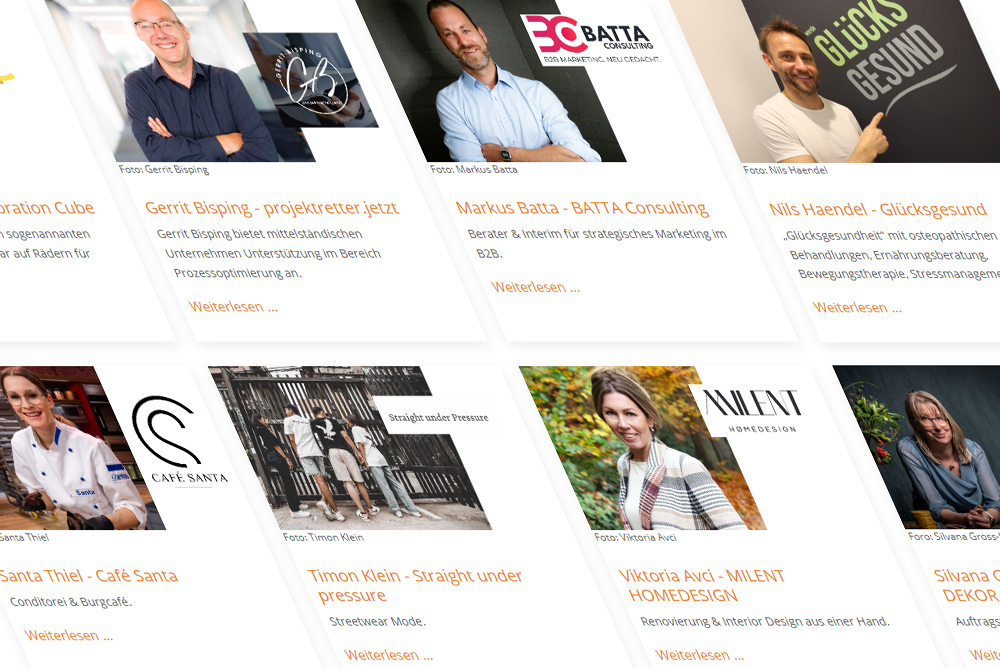 Gründerhaus zeigt auf seiner Homepage Profile erfolgreicher Selbstständiger 