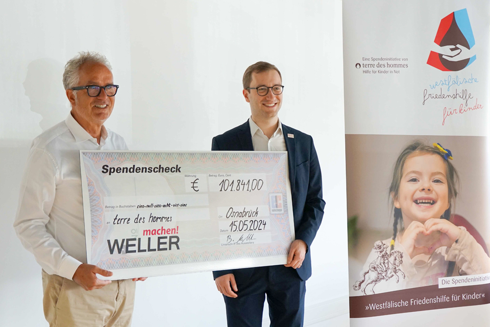 WELLERGRUPPE spendet 100.000 Euro an terre des hommes-Kinderhilfswerk