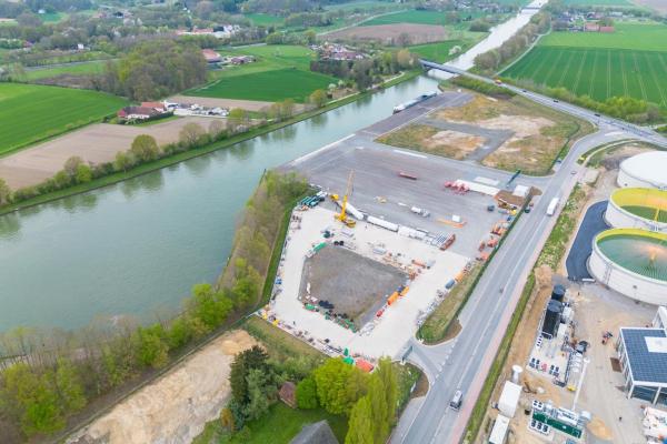 Luftbild Hafen Wittlager Land mit angrenzender Biomethananlage