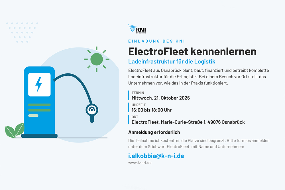 Veranstaltungseinladung zur Vorstellung der Ladeinfrastruktur für E-Logistik vom Anbieter ElectroFleet